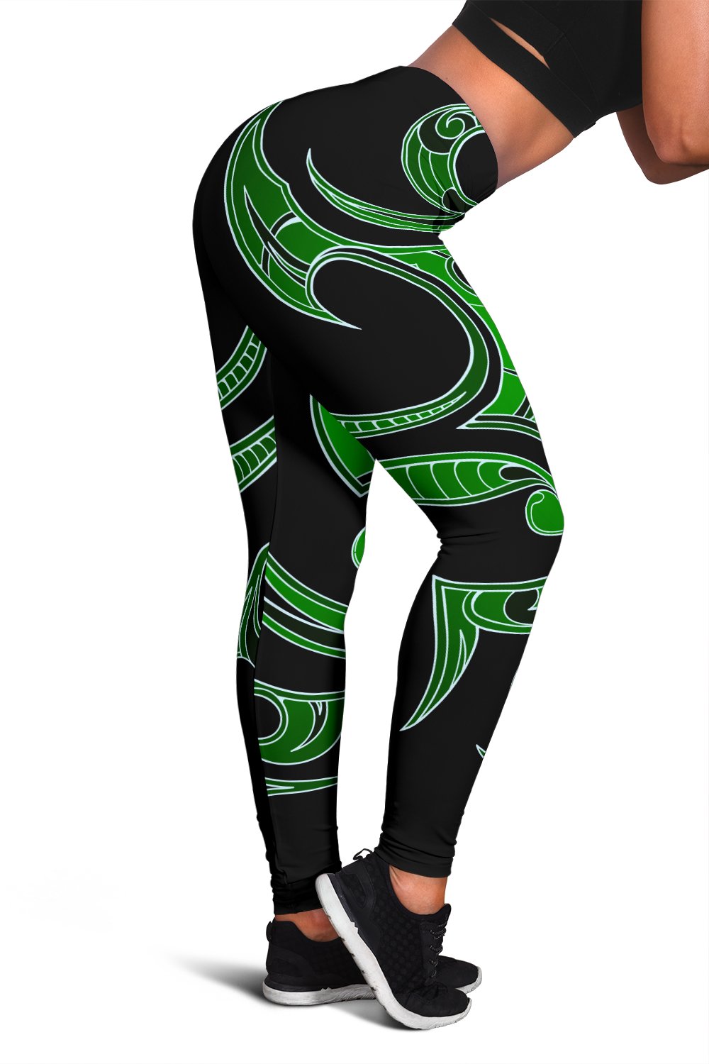 Hawaii Tribal Polynesian Women's Leggings - Green - Juno Style - AH
