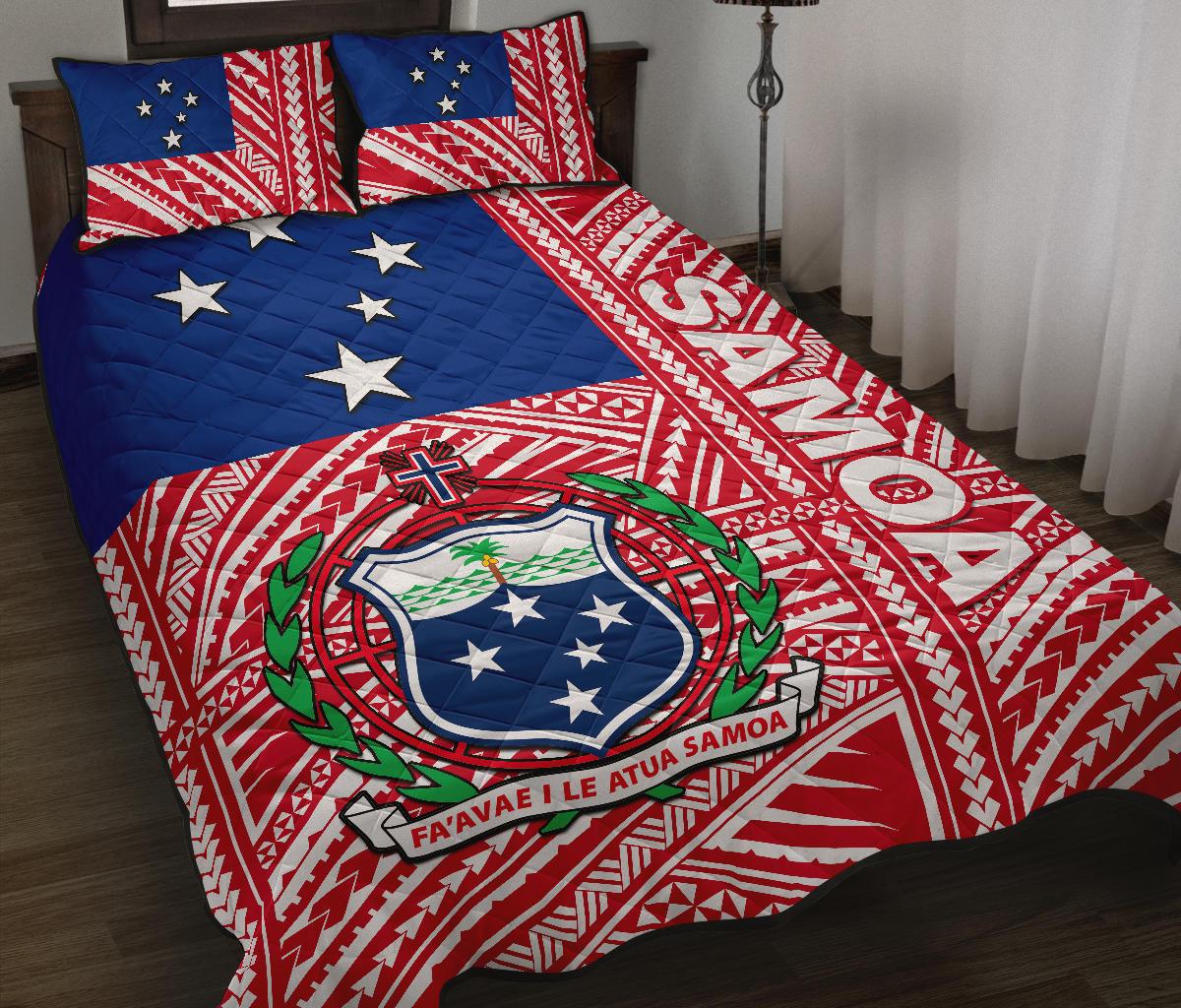 Samoa Flag Polynesian Quilt Bed Set
