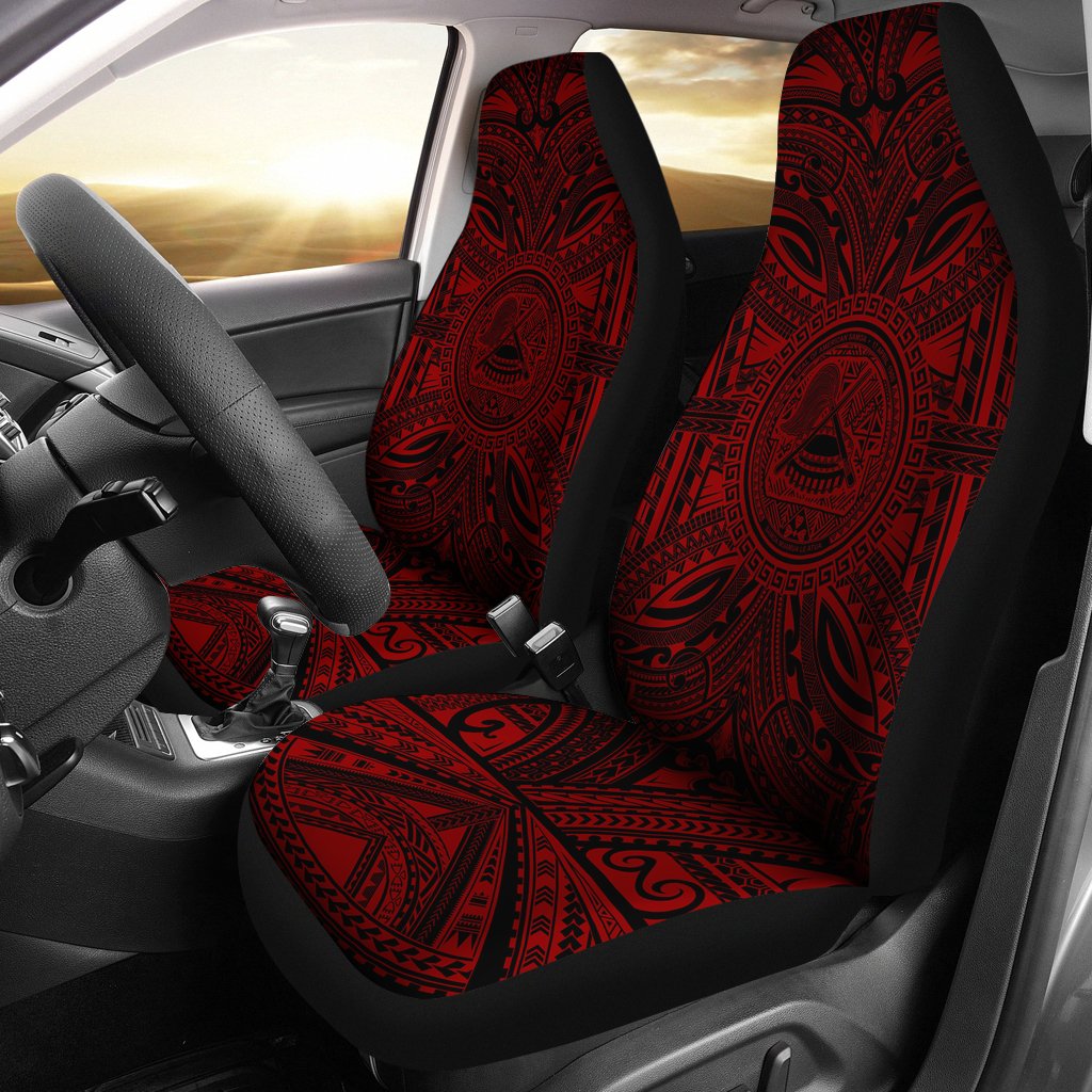 American Samoa Car Seat Cover American Samoa Coat Of Arms Polynesian Red Black