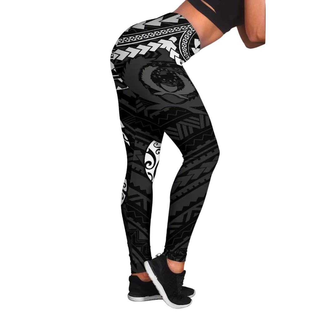 Pohnpei Polynesian Leggings Women - Polynesian White Turtle