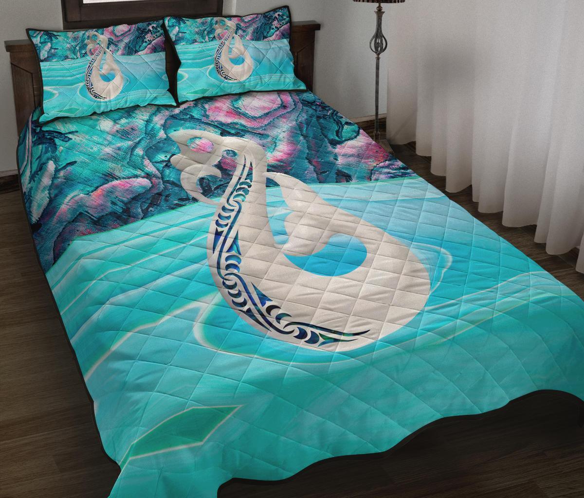 New Zealand Quilt Bed Set, Maori Manaia And Paua Shell Quilt Pillow Cover