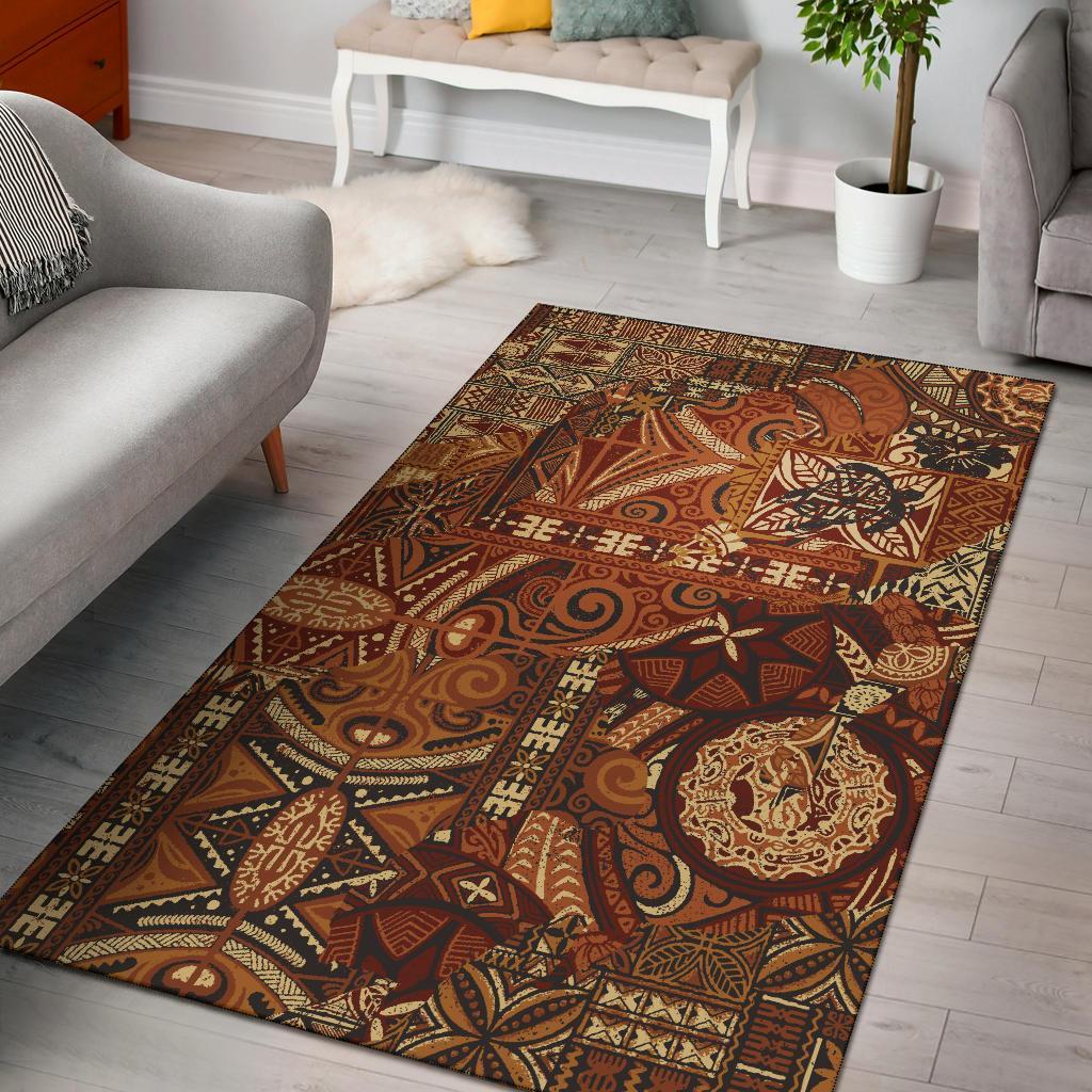 Polynesian Area Rug Vintage Tapa Pattern