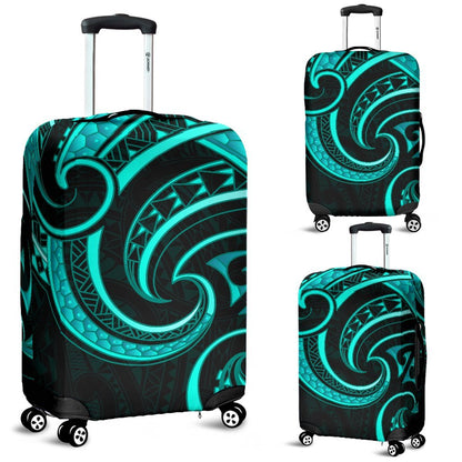 New Zealand Maori Mangopare Luggage Cover Polynesian Turquoise