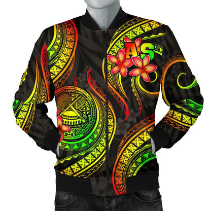 American Samoa Polynesian Men Bomber Jacket Reggae Plumeria