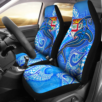 Fiji Car Seat Covers Blue Shark Polynesian Tattoo