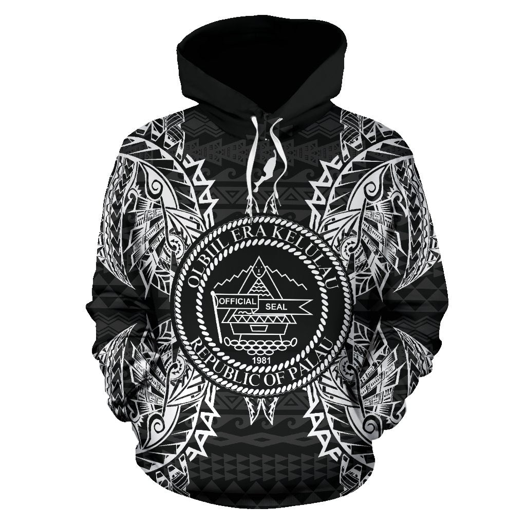 Palau Polynesian ll Over Hoodie Map Black