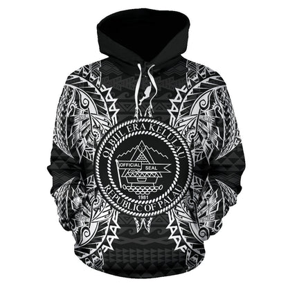 Palau Polynesian ll Over Hoodie Map Black