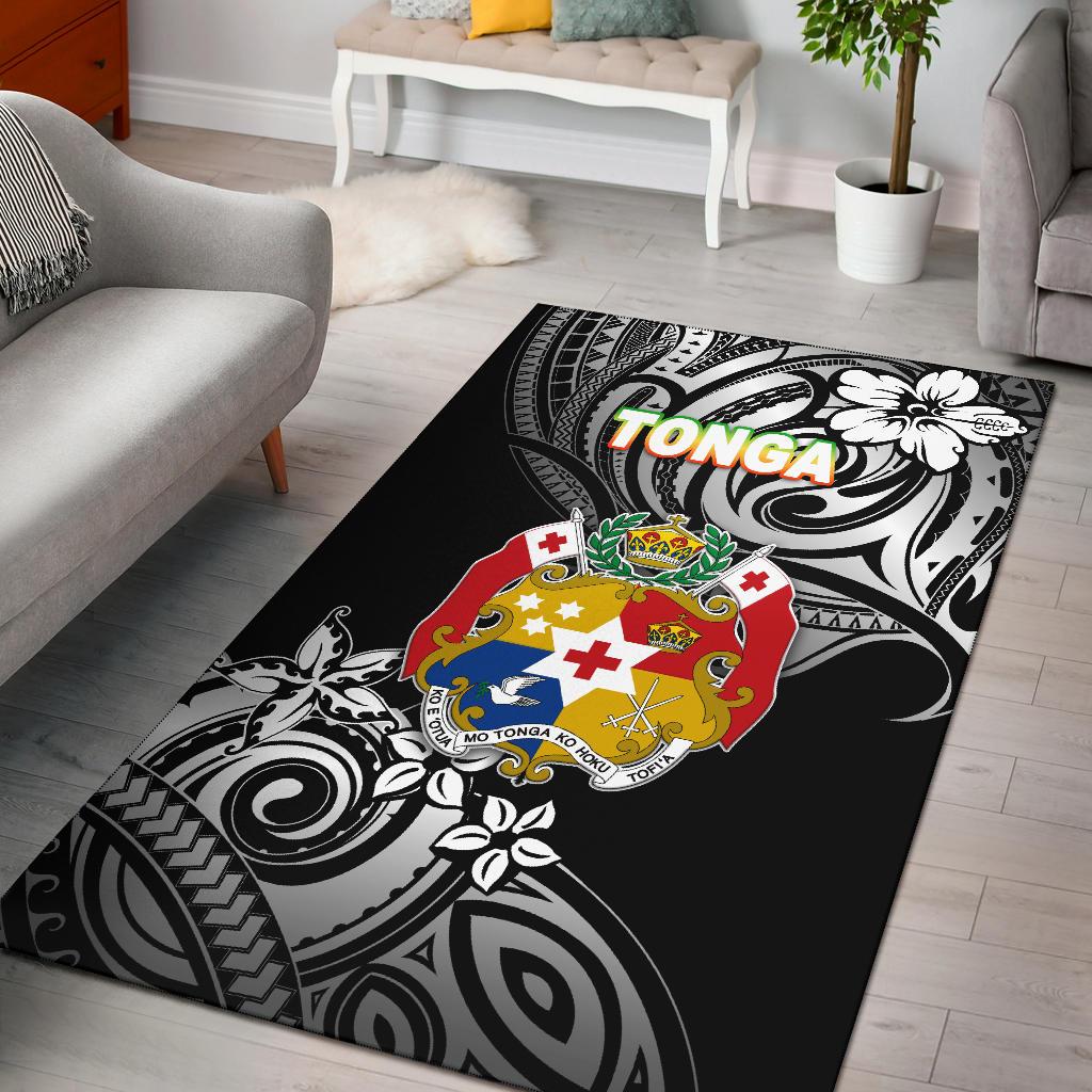 Mate Ma'a Tonga Rugby Area Rug Polynesian Unique Vibes Black