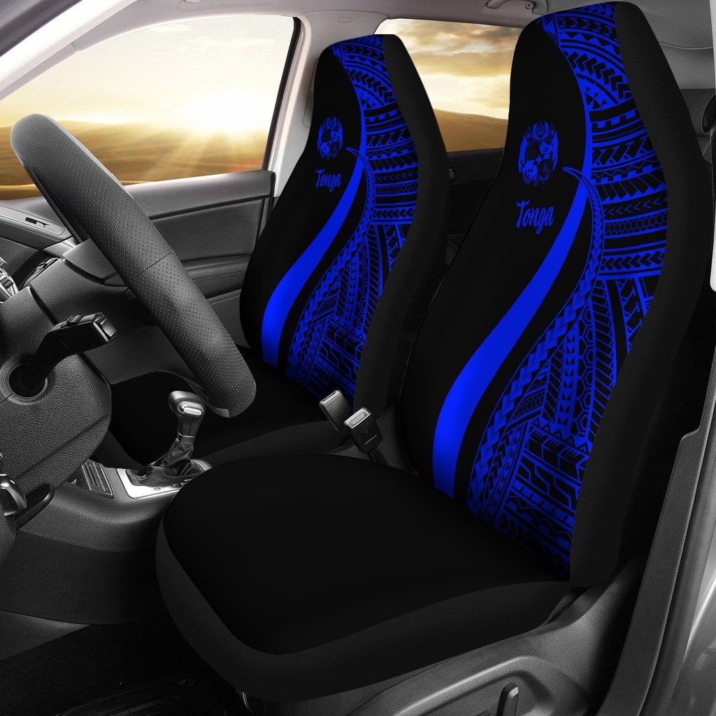 Tonga Car Seat Covers Blue Polynesian Tentacle Tribal Pattern
