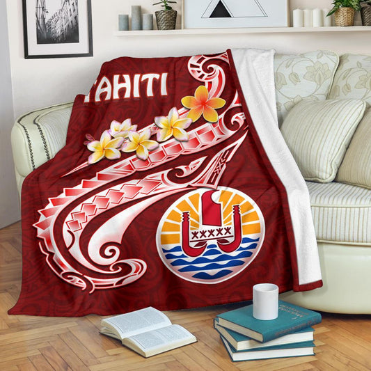 Tahiti Premium Blanket Tahiti Seal Polynesian Patterns Plumeria