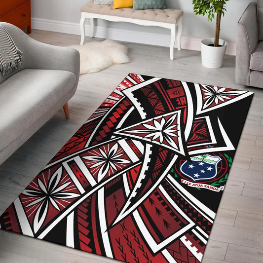 Samoa Area Rug Tribal Flower Special Pattern Red Color