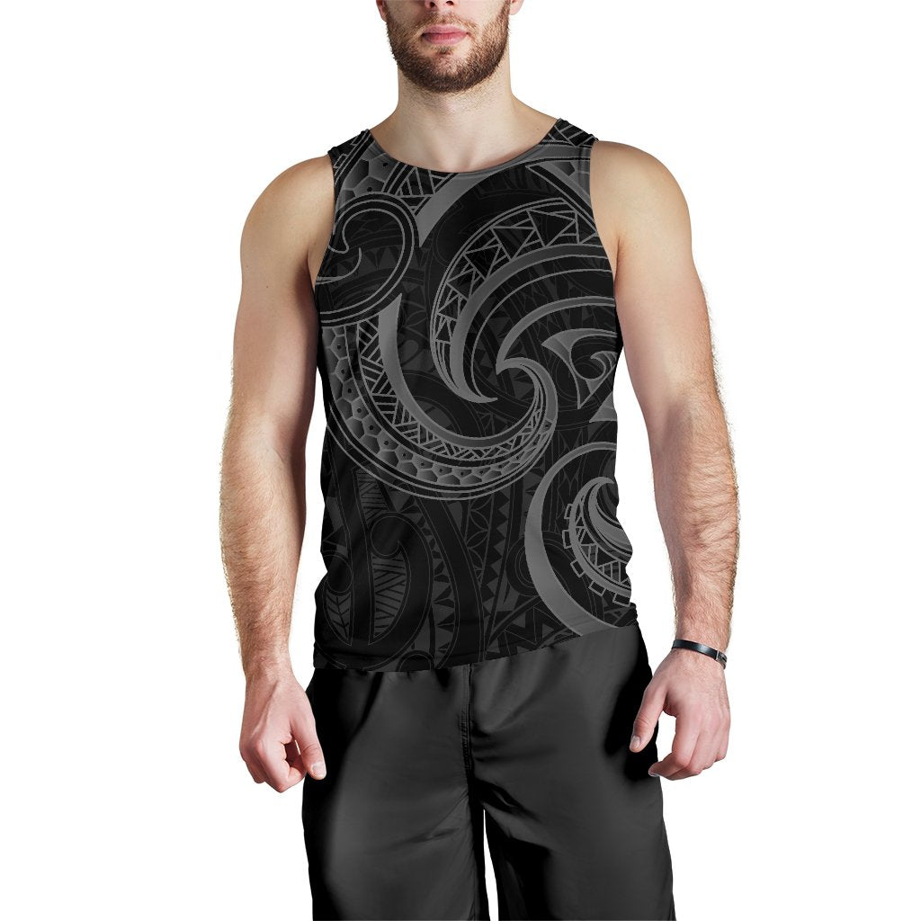 New Zealand Maori Mangopare Men Tank Top Polynesian Black