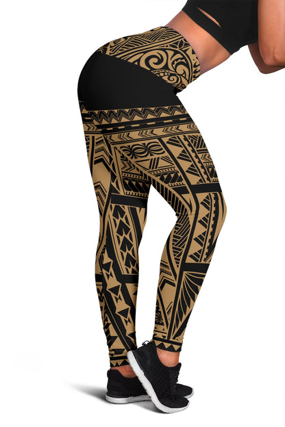 Hawaiian Polynesian Women's Leggings - Gold - Nalis Style - AH
