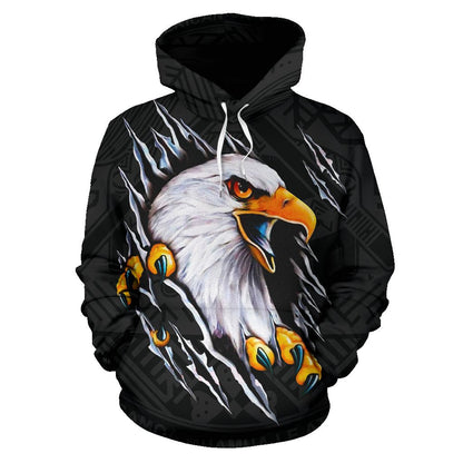 American Samoa All Over Hoodie Eagle Black