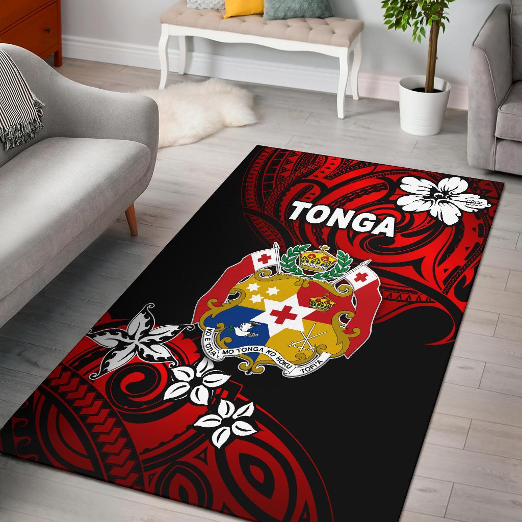 Mate Ma'a Tonga Rugby Area Rug Polynesian Unique Vibes Red