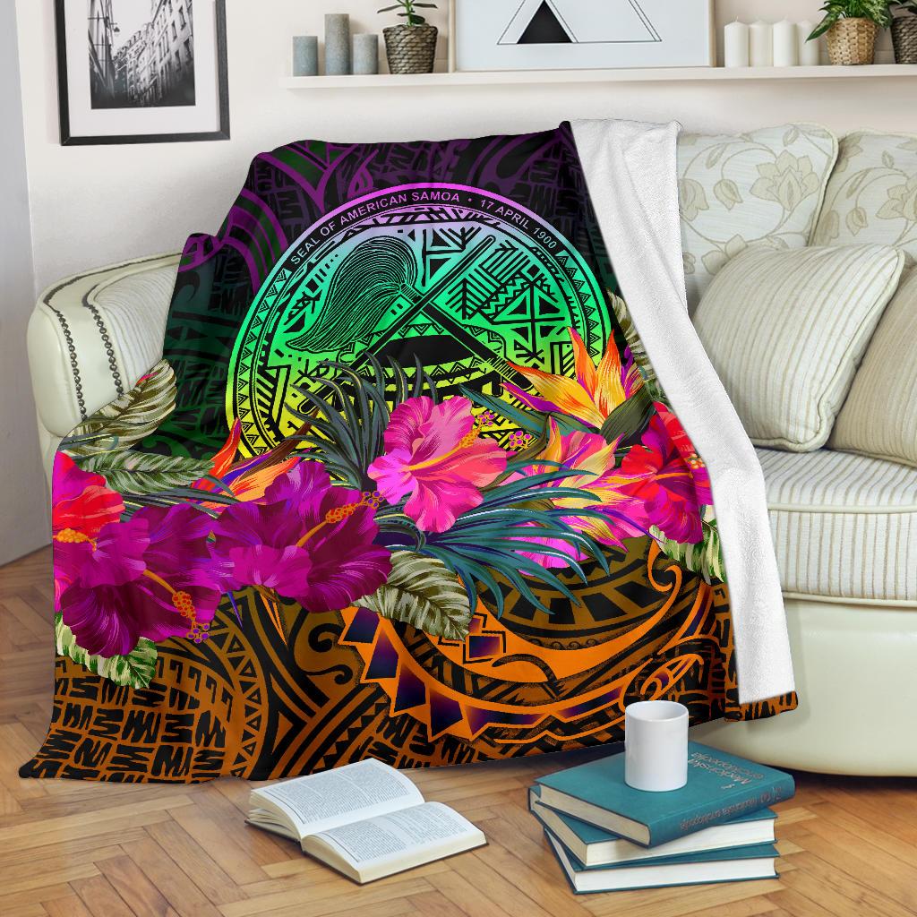 American Samoa Premium Blanket Summer Hibiscus