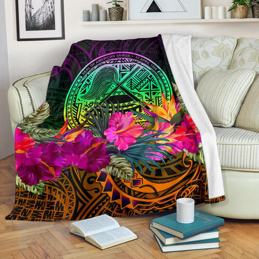 American Samoa Premium Blanket Summer Hibiscus