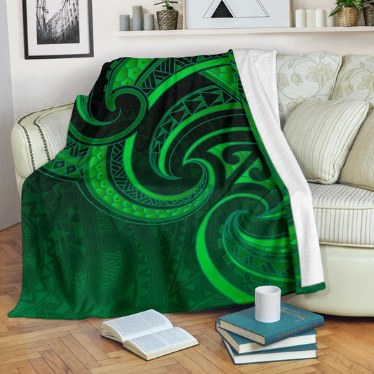 New Zealand Maori Mangopare Premium Blanket Polynesian Green