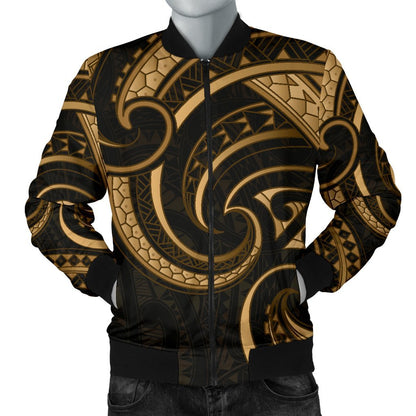 New Zealand Maori Mangopare Men Bomber Jacket Polynesian Gold