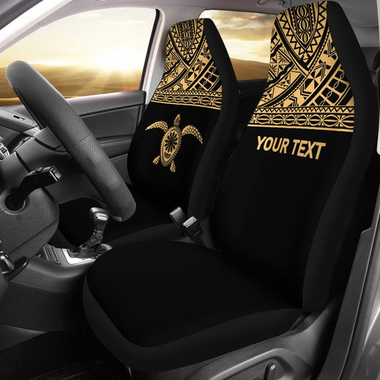 Hawaii Custom Personalised Car Seat Covers Polynesian Turtle Gold Horizontal