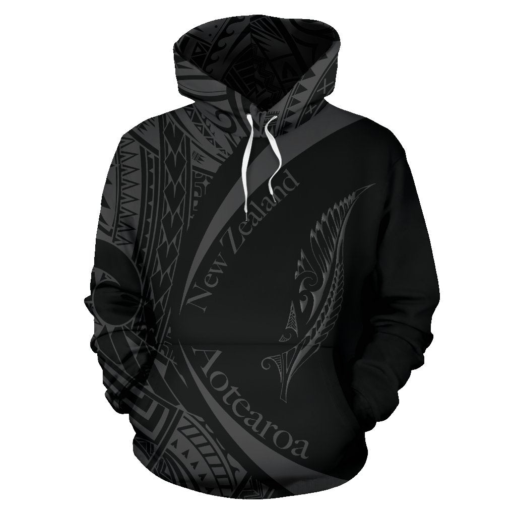 New Zealand Silver Fern Hoodie Maori Tattoo Circle Style