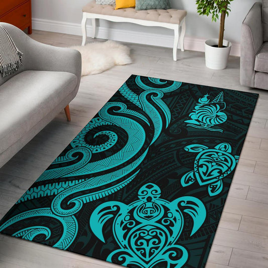 New Caledonia Area Rug Turquoise Tentacle Turtle