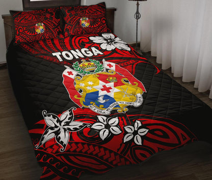 Mate Ma'a Tonga Rugby Quilt Bed Set Polynesian Unique Vibes Red