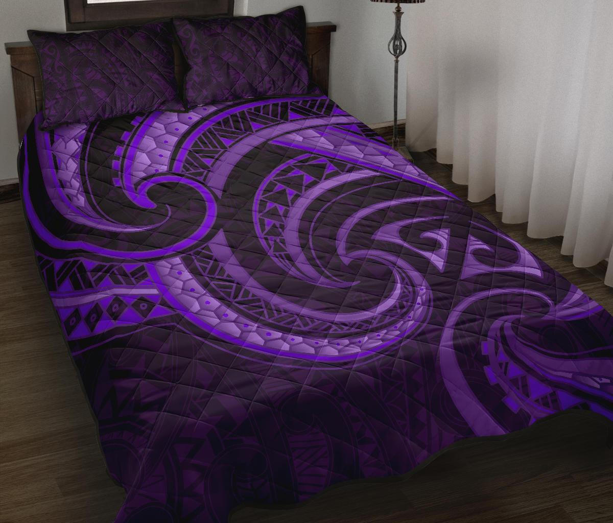 New Zealand Maori Mangopare Quilt Bed Set Polynesian Purple