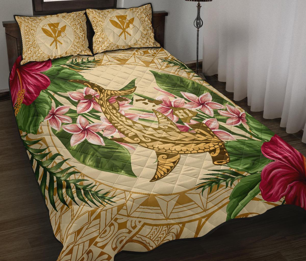 Hawaii Quilt Bed Set Hammerhead Shark Quilt Bed Set Strong Pattern Hibiscus Plumeria AH