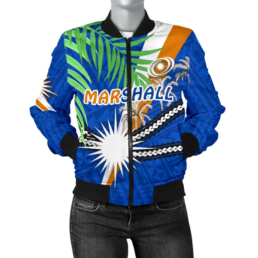 Marshall Islands Rugby Women Bomber Jacket Coconut Leaves