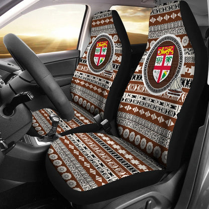 Fiji Car Seat Cover Fiji Coat Of Arms On Tapa Pattern A2