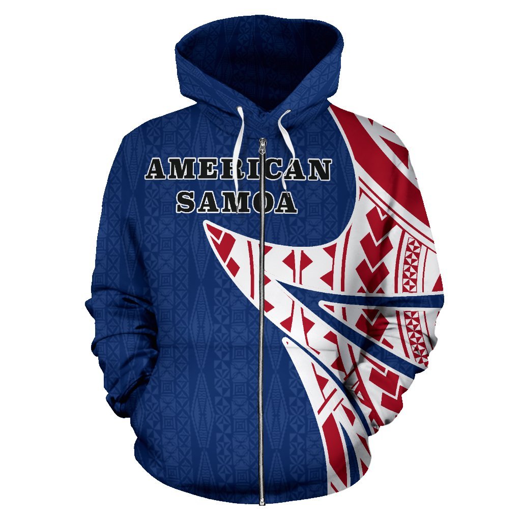 American Samoa Polynesian Zip Up Hoodie Warrior Style