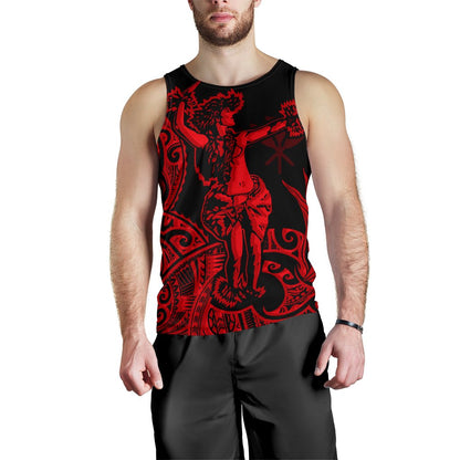 Polynesian Hawaii Men's Tank Top Hula Girl Red