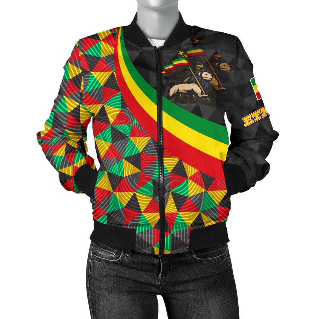 Ethiopia Women'S Bomber Jacket - Ethiopia Rasta Lion