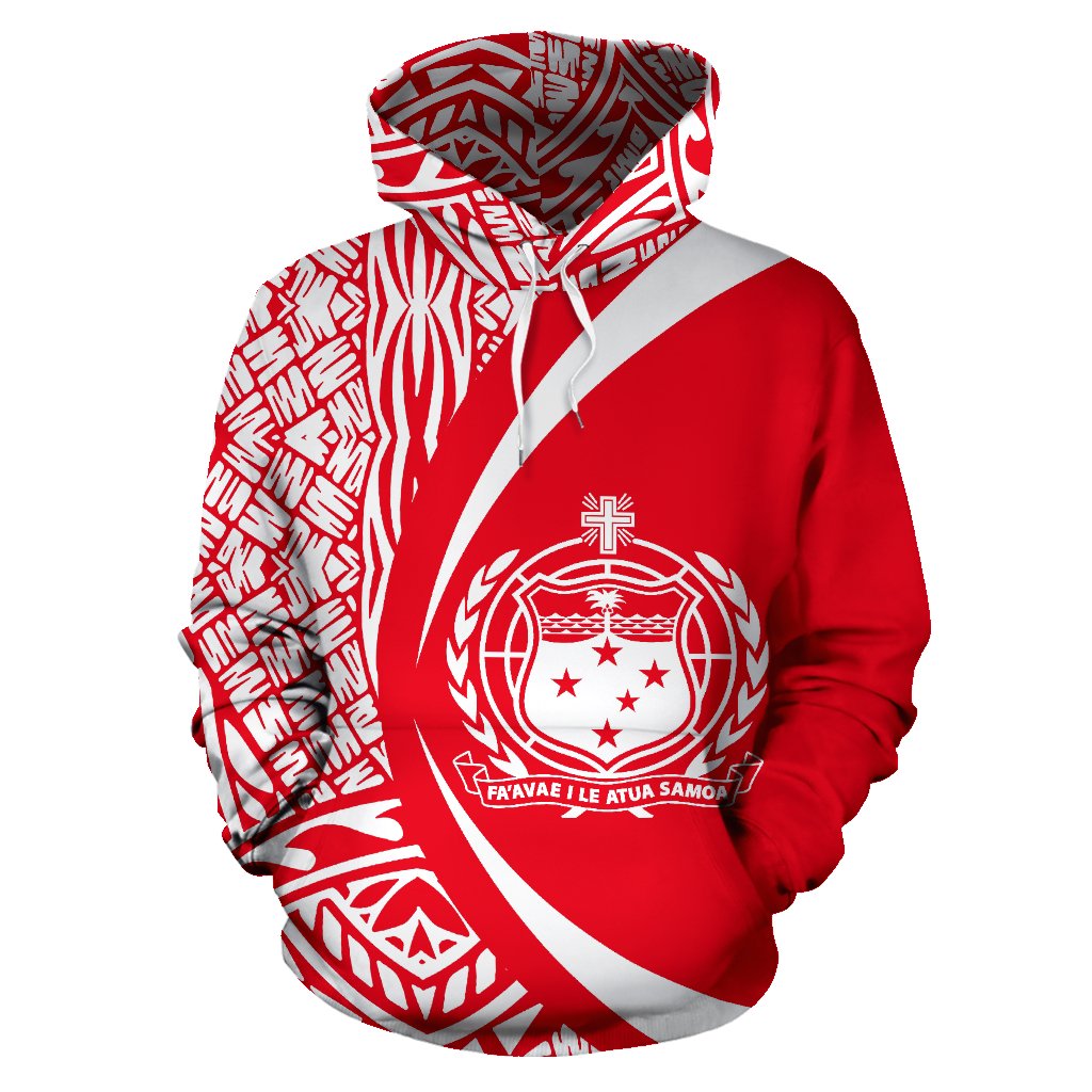 Samoa Polynesian Hoodie Circle Style White And Red Color