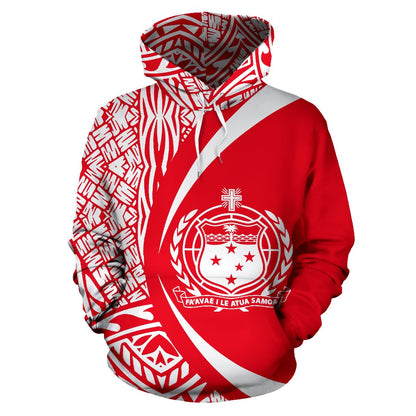 Samoa Polynesian Hoodie Circle Style White And Red Color