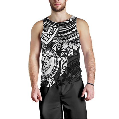 Cook Islands Polynesian Tank Top Men White Turtle