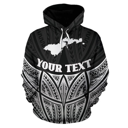 Custom Text American Samoa Polynesian Custom Personalised Hoodie Black Pride Map nd Seal