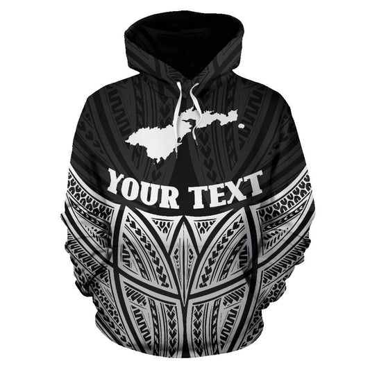 Custom Text American Samoa Polynesian Custom Personalised Hoodie Black Pride Map nd Seal