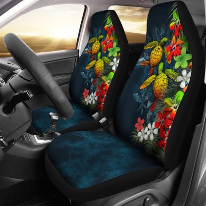 Kanaka Maoli (Hawaiian) Car Seat Covers Sea Turtle Tropical Hibiscus And Plumeria Reggae A224