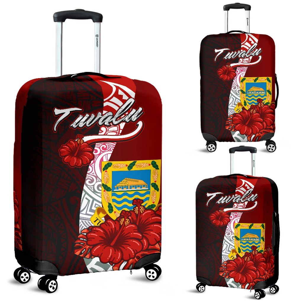 Tuvalu Polynesian Luggage Covers Coat Of Arm With Hibiscus