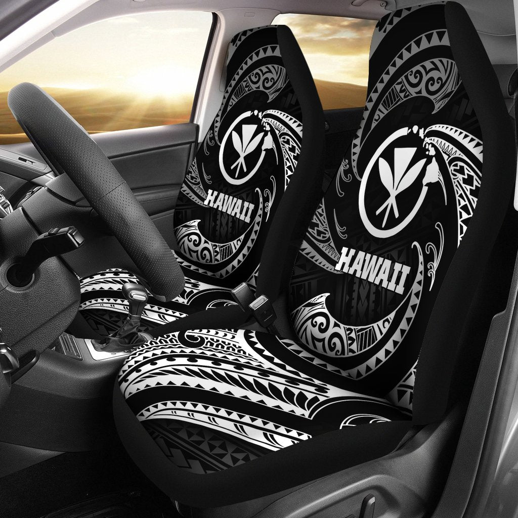 Hawaii Polynesian Car Seat Covers White Tribal Wave