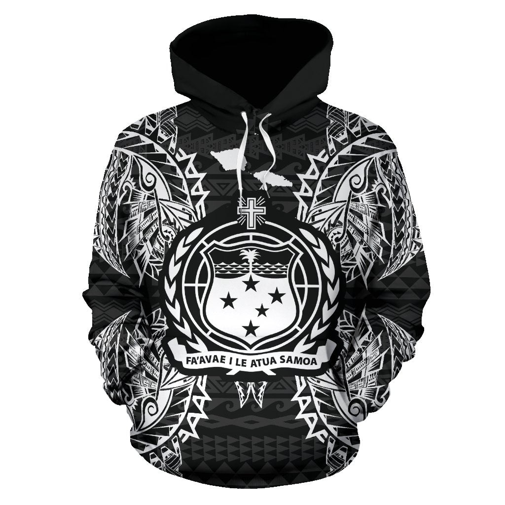 Samoa Polynesian ll Over Hoodie Map Black