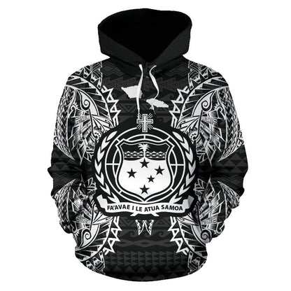 Samoa Polynesian ll Over Hoodie Map Black