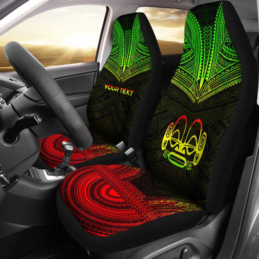 Marquesas Islands Custom Personalised Car Seat Cover Tiki Face Polynesian Chief Tattoo Reggae Version
