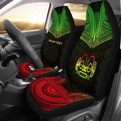 Marquesas Islands Custom Personalised Car Seat Cover Tiki Face Polynesian Chief Tattoo Reggae Version