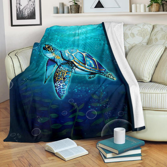 Turtle Premium Blanket Turtle Under Sea