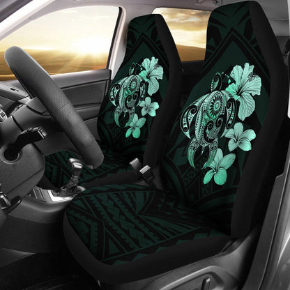 Hibiscus Plumeria Mix Polynesian Turquoise Turtle Car Seat Covers