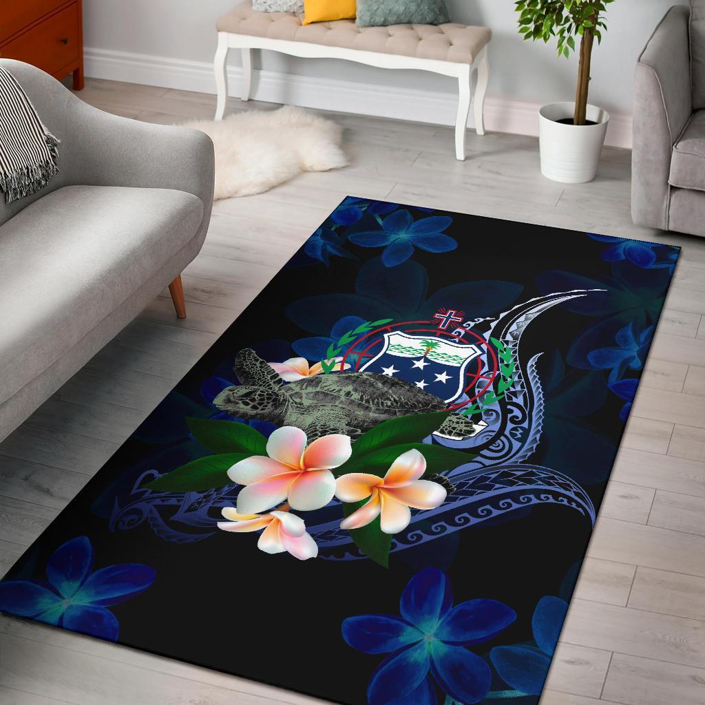 Samoa Polynesian Area Rug Turtle With Plumeria Flowers