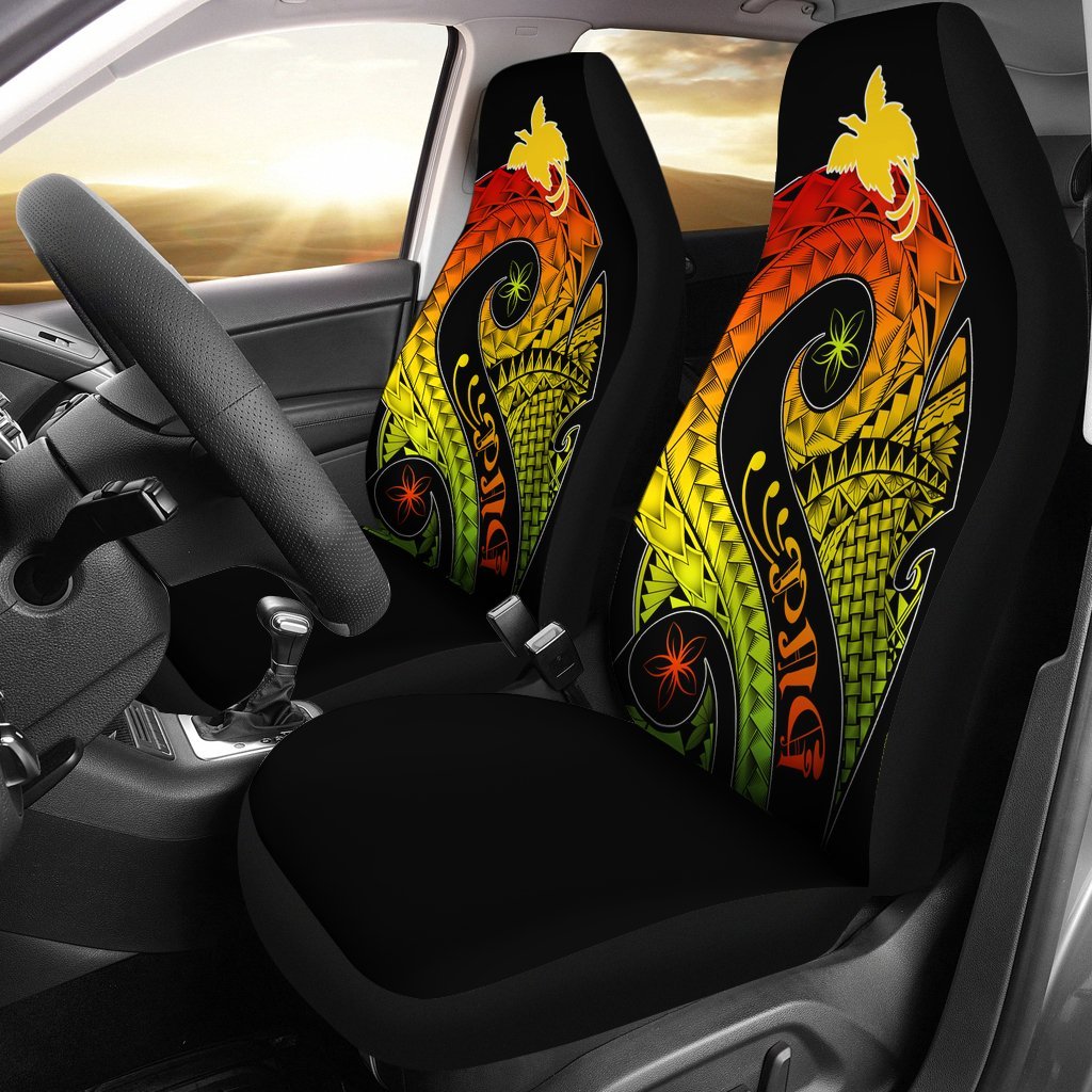 Papua New Guinea Car Seat Covers PNG Bird And Polynesian Decorative Pattern